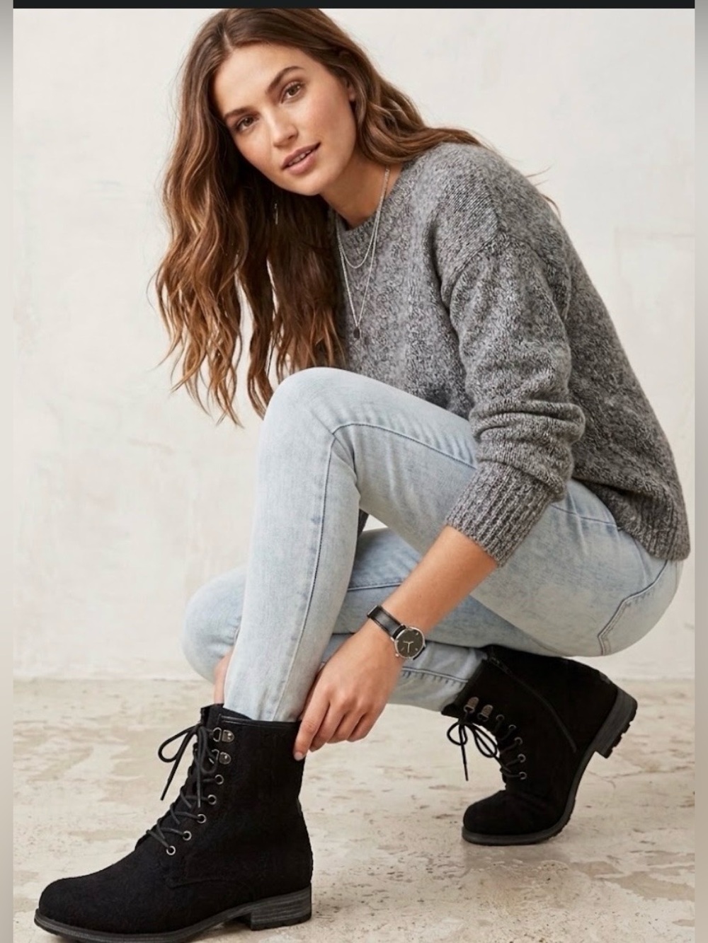 Eric Michael Caterina Black Wool Felt Waterproof Lace-up Ankle Boots, Zipper, 40